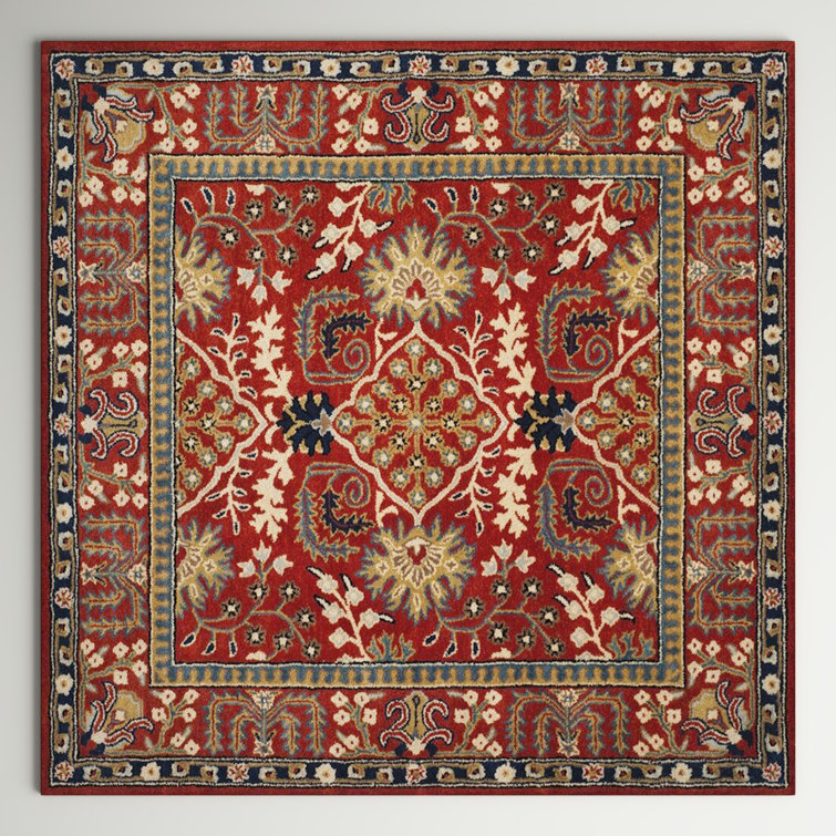 Three Posts™ Ashville Handmade Tufted Wool Red/Ivory/ Yellow Rug